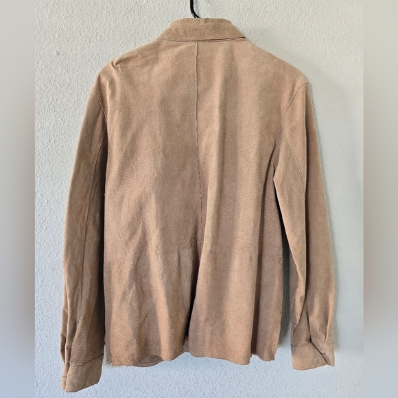 Travel Smith Suede Jacket Womens Size M Tan Long Sleeve Button Up Grunge - Picture 11 of 11
